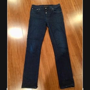 Nudie jeans Co Dark wash button Fly Jeans